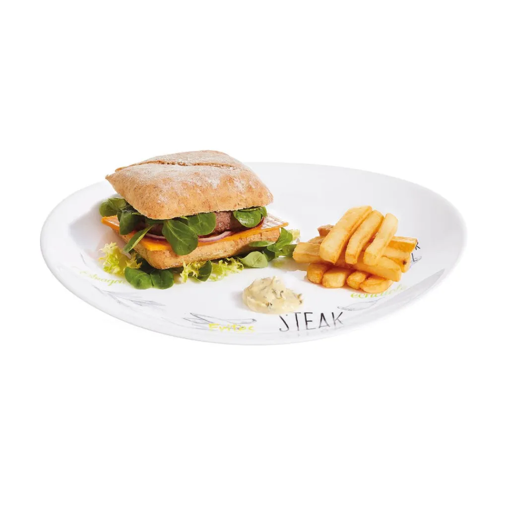 Assiettes Plates>Luminarc Assiette à steak blanche décorée 30 cm Friend's Time
