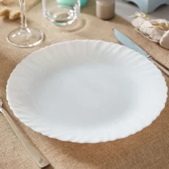 Assiettes Plates>Luminarc Assiette plate blanche 25 cm Feston