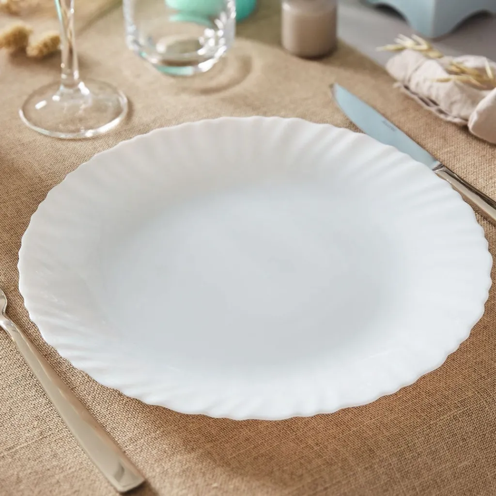 Assiettes Plates>Luminarc Assiette plate blanche 25 cm Feston