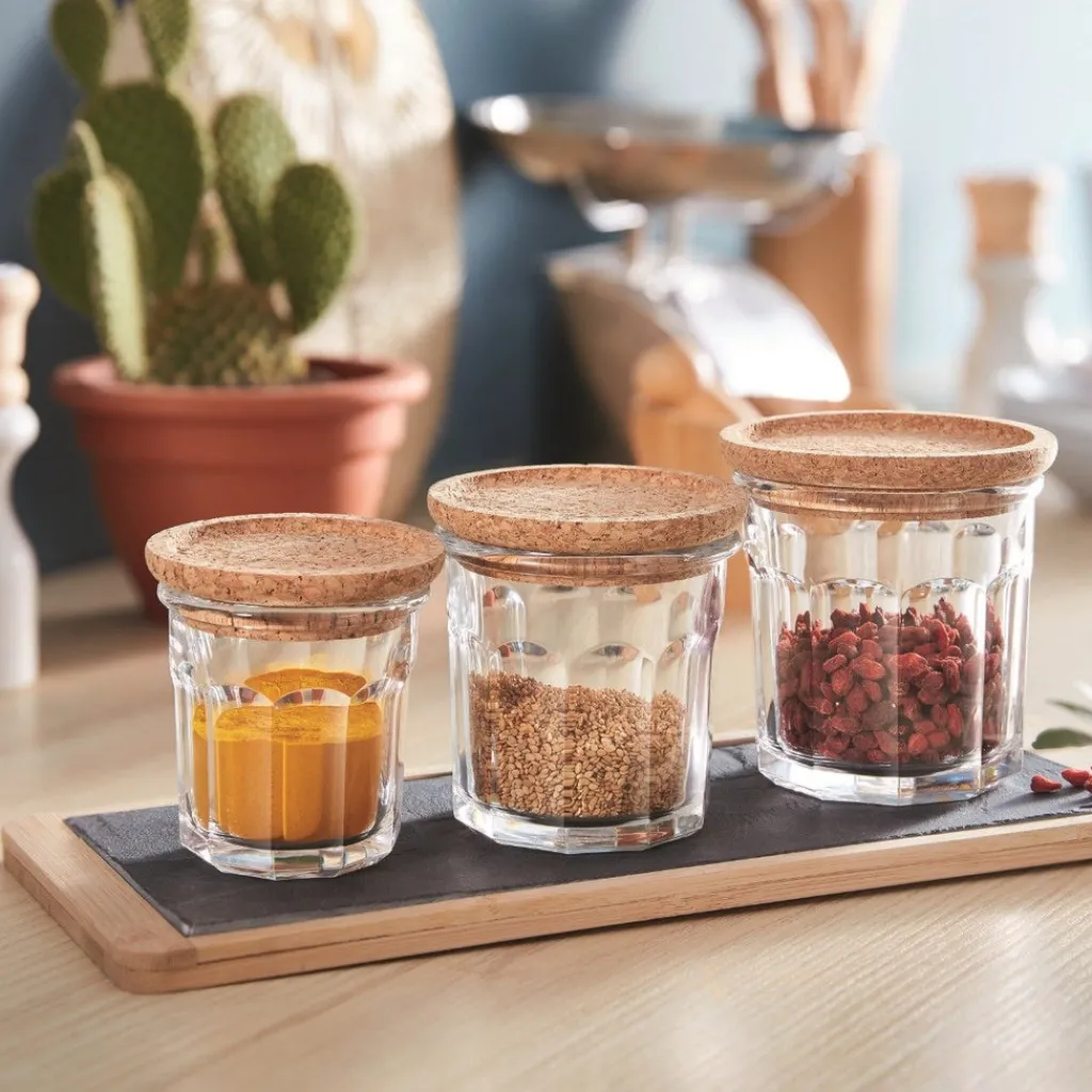 Bocaux & Pots>Luminarc Lot de 3 pots à épices Storing Box Cork - 42 + 32 + 18 cl