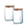 Bocaux & Pots>Luminarc Lot de 2 pots de conservation Pure Jar Wood 1L