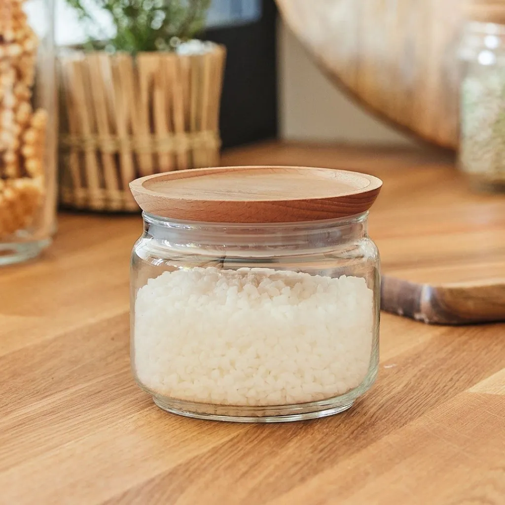 Bocaux & Pots>Luminarc Lot de deux pots de conservation Pure Jar Wood- 1L + 0,5L