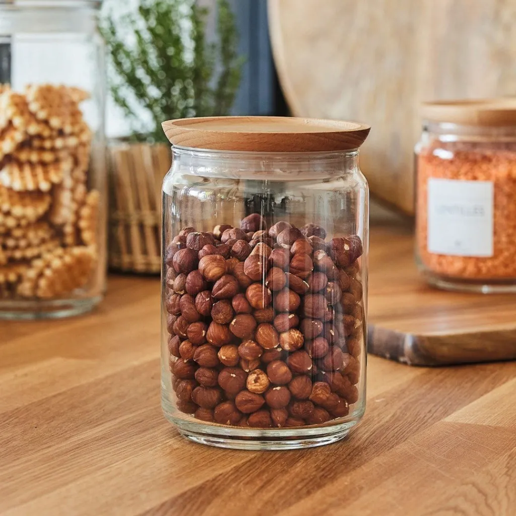 Bocaux & Pots>Luminarc Lot de deux pots de conservation Pure Jar Wood- 1L + 0,5L