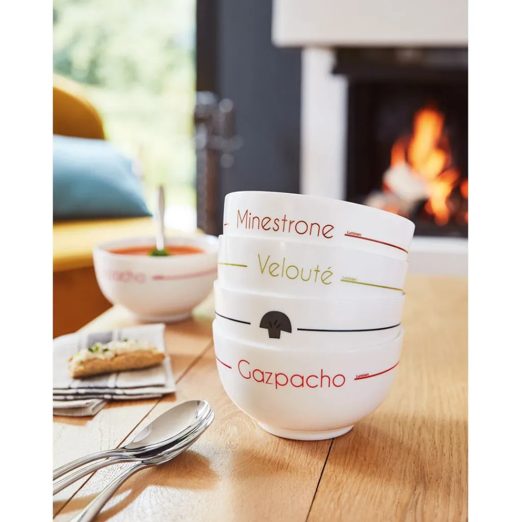 Bols|Bols>Luminarc Lots de 4 bols blancs décorés 7,9 cm Soupset